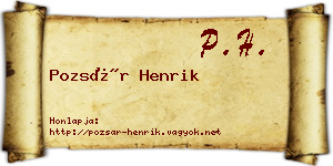 Pozsár Henrik névjegykártya
