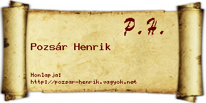 Pozsár Henrik névjegykártya